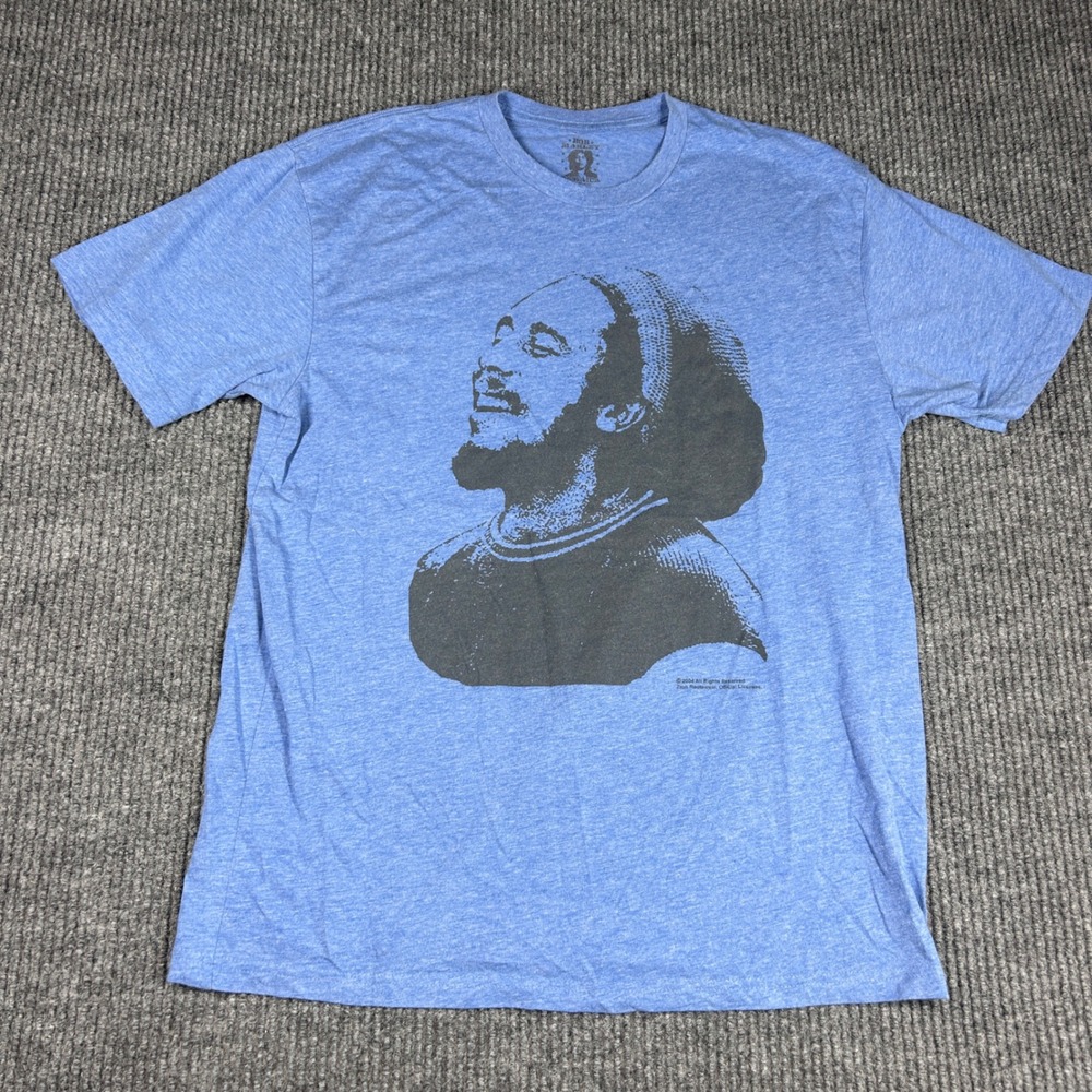 Bob Marley Shirt Men's L Zion Rootswear Blue Heather Graphic 2004 Quote